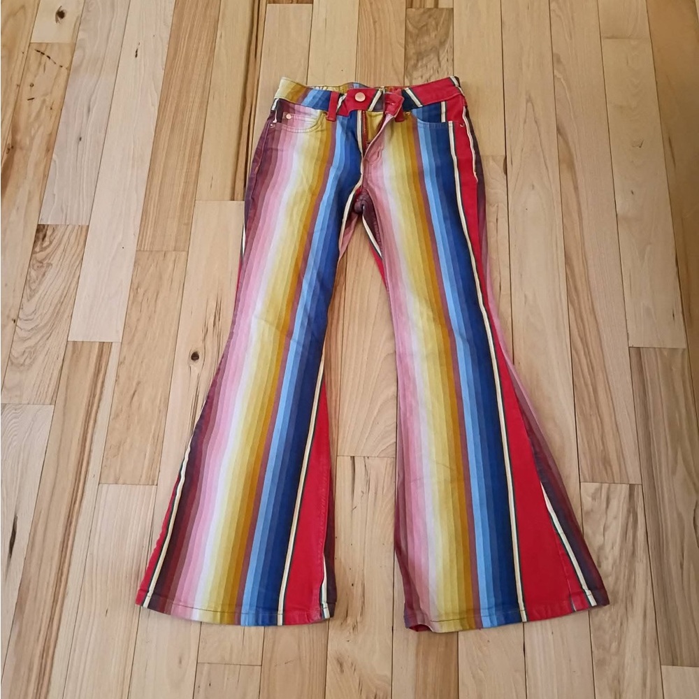 Lainey Wilson Colorful Striped Flared Pants